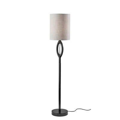 Adesso Mayfair Floor Lamp Black: Modern Design, ETL Listed, Metal Body, Polyester Shade, 61" Height