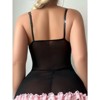 Clotth Women's Lace Teddy Lingerie Set - Cute Mesh Sheer Bow Knot Babydoll with Underwire & Stockings - 2 of 4