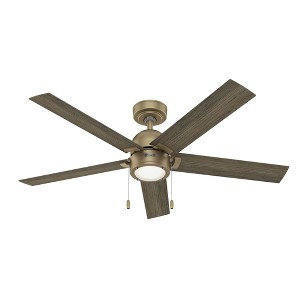 Hunter 52" Erling Ceiling Fan Burnished Brass Finish with LED Light and Pull Chain Control for Modern Rustic Spaces - 1 of 1