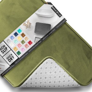 Hearth & Harbor Bathroom Rugs, Ultra Soft Velvet Memory Foam Bath Mats with PVC Backing - 1 of 4