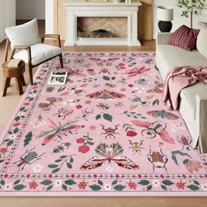 Lahome Machine Washable Back to College Series Animal Life Insects Area Rug - Nature-Inspired Carpet for Living Room, School, Bedroom, or Entryway - 1 of 4