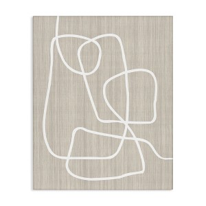 Stupell Industries Minimal White Line Beige Grain Pattern Modern Canvas Art, 24" x 30" - 1 of 4