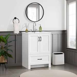 Yaheetech 34inch Floor Bathroom Vanity with Sink, White - 1 of 4
