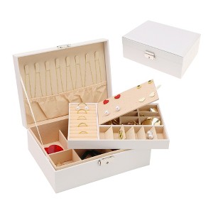 Unique Bargains PU Leather 2 Layer Jewelry Box with Mirror - 1 of 4