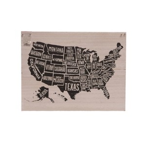 Transpac Wood 19.6 in. Multicolor Spring Cork/MDF Travel Map with Pins - 1 of 2