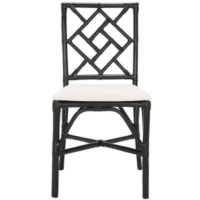 Bhumi Black and White Rattan Accent Chair with Cushion Set of 2