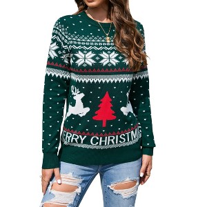 Clearlove Women's Long Sleeve Ugly Christmas Sweater Reindeer Knit Pullover Tops - 1 of 4