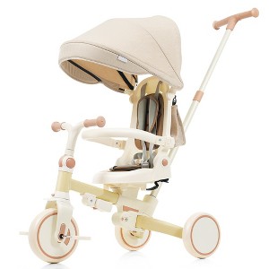 Whisen 7-in-1 Stroller & Baby Tricycle, Foldable Toddler Bike with Adjustable Handle, Canopy, Guardrail - 1 of 4