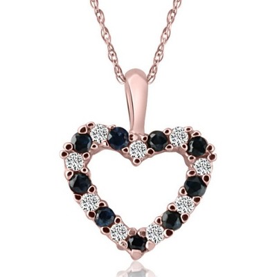 Pompeii3 1/2Ct Blue Sapphire & Diamond Heart Pendant in 14k White, Yellow, or Rose Gold