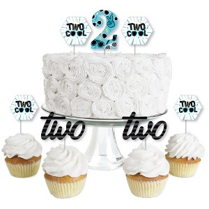Big Dot of Happiness Two Cool - Boy - Dessert Cupcake Toppers - Blue 2nd Birthday Party Clear Treat Picks - Set of 24 - 1 of 4