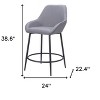 HomeRoots Set of Two 25" Gray And Black Fabric And Steel Counter Height Bar Chairs - 3 of 4