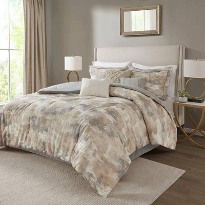 Madison Park 7pc Queen Mist Comforter Set - Gray: Madison Park, Hypoallergenic, Modern Bedding, Embroidered Details, 3 Decorative Pillows — фото 2