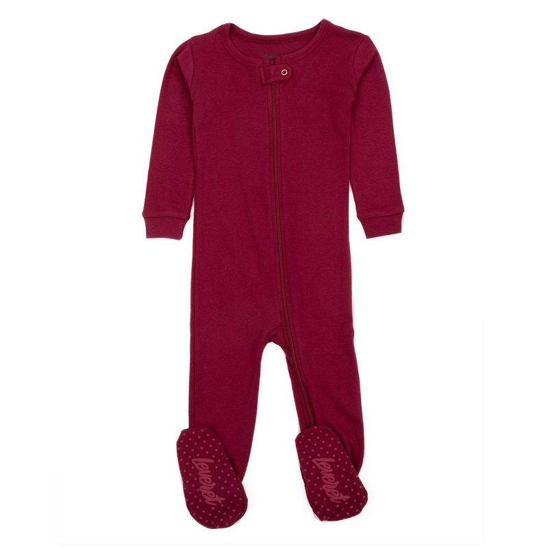 Leveret Toddler Footed Cotton Solid Neutral Color Pajamas, 3 of 12
