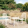 vidaXL Bistro Set Patio Table and Chairs Outdoor Garden 3 Piece Cast Aluminum - White - 2 of 4