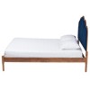 Baxton Studio Hadria Mid-Century Modern Navy Blue Velvet and Walnut Brown Finished Wood Queen Size Platform Bed - 3 of 4