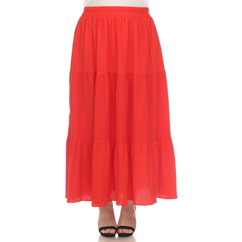 Plus Size Pleated Tiered Maxi Skirt, 1 of 6