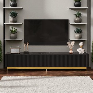 Luxury Fluted TV Stand for TVs Up to 85, Faux Marble Tabletop Media Console with 4 Drawers, Modern Entertainment Center with Gold Base - 1 of 4