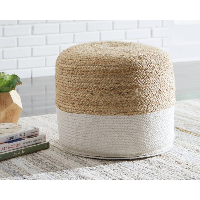 Sweed Valley Pouf Natural/White - Signature Design by Ashley, 3 of 4
