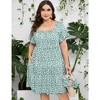 LXT- Women's Plus Size Square Neck Ruffle Sleeve Flowy Floral Summer Midi Dress with Pockets - 3 of 4