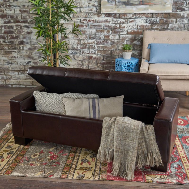Guernsey Leather Storage Ottoman Bench - Christopher Knight Home, 4 of 8