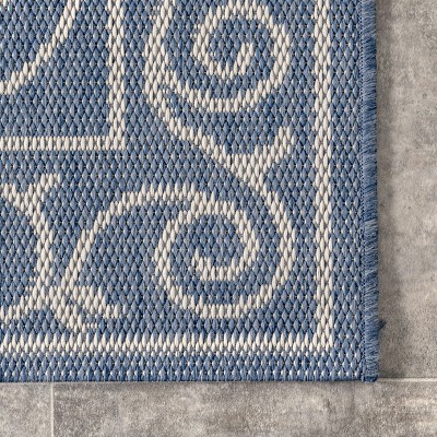 Kathleen Blue and White Synthetic 6' x 9' Rectangular Area Rug