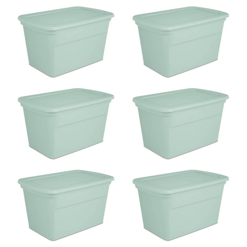 Sterilite 30 Gallon Latch Tote with In Molded Handles, Robust Latches, and Contoured End Panels for Home Storage Bins, Mindful Mint (6 Pack), 1 of 7