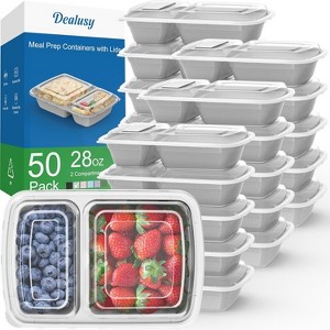 50 Pack Meal Prep Containers with Lids, 2-Compartment Reusable Food Storage - 1 of 4