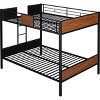 Streamdale Full-Over-Full Bunk Bed Modern Style Steel Frame Bunk Bed With Safety Rail, Built-In Ladder, Brown - 4 of 4