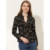 Allegra K Women's Floral Print Split V Neck Office Long Sleeve Blouse - 2 of 4