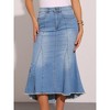 INSPIRE CHIC Women's Washed Denim High Waist Fishtail Pockets Casual Midi Skirt - 2 of 4