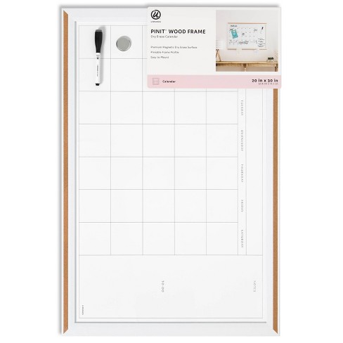 Brands 20"x 30" Pinit Magnetic Dry Erase Calendar Board Wood Frame :