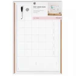 U Brands 20"x 30" PINIT Magnetic Dry Erase Calendar Board Wood Frame