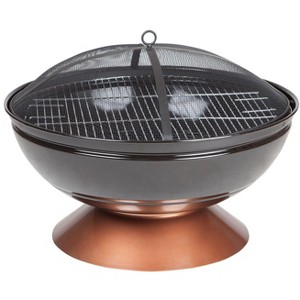 Fire Sense Degano Round Wood Burning Lightweight Portable Outdoor Fire Pit Backyard Included Wood & Grate - Black Copper - 26" - 1 of 4
