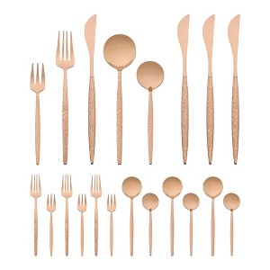 REGALWOVEN 20 Pcs Stainless Steel Mirror Polished Flatware with Knife Spoons and Forks Set, Silverware Set with Grain - 1 of 4