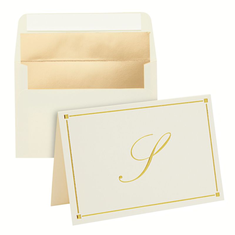 Pipilo Press 24 Pack Ivory Gold Foil Letter S Blank Note Cards with Envelopes 4x6, Initial S Monogrammed Personalized Stationery Set, 1 of 9