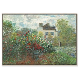 Art Remedy Monet - Garden with Dahlias Impresionism Landscape Wall Art Framed - 1 of 4
