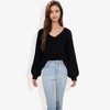 Anna-Kaci Women's V-Neck Long Sleeve Sweater with Ribbed Cuffs - 4 of 4
