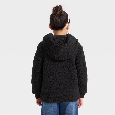 Cat & Jack Girls' Faux Shearling Jacket - Cat & Jack™ Light Brown M — фото 2