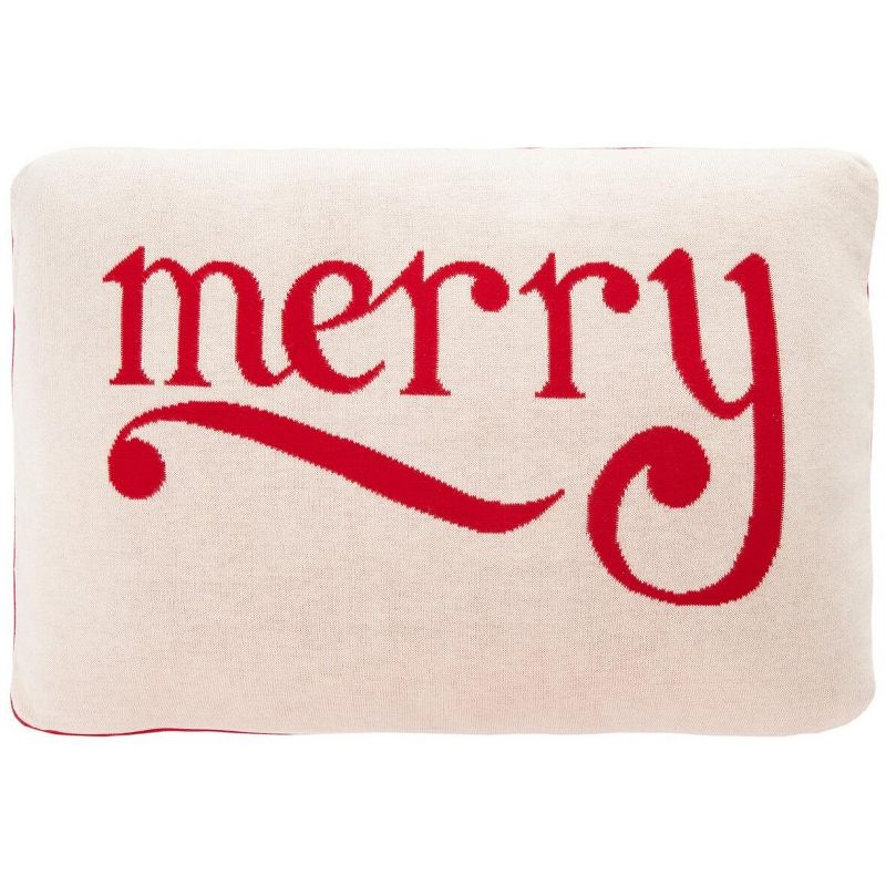 Be Merry Pillow - Red - 16" X 24" - Safavieh., 3 of 4