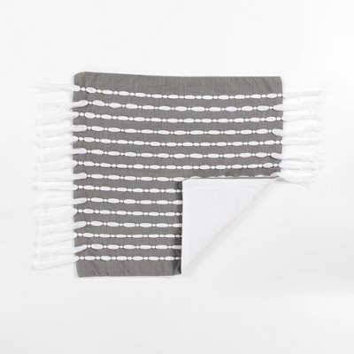 Gray and White Cotton Tassel Decorative Pillow Cover, 20" x 20"