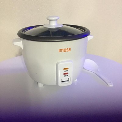 Imusa 3 Cup New White Electric Rice Cooker with Nonstick Bowl, Measuring  Cup and Spoon