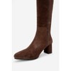 Sejas - Brown Suede Leather Block Heel Knee-High Boot (Women) brown suede 5 Forever & Always Shoes US - 4 of 4