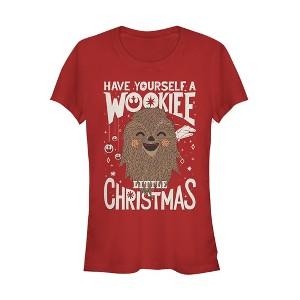 Juniors Womens Star Wars Christmas Have Yourself a Wookie T-Shirt - 1 of 4