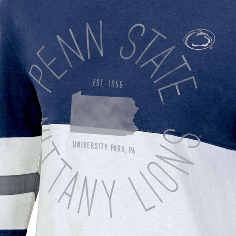 NCAA Penn State Nittany Lions Women&#39;s Long Sleeve Color Block T-Shirt, 3 of 4