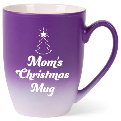 Elanze Designs Mom's Christmas Mug Two Toned Ombre Matte Purple and White 12 ounce Ceramic Stoneware Coffee Cup Mug