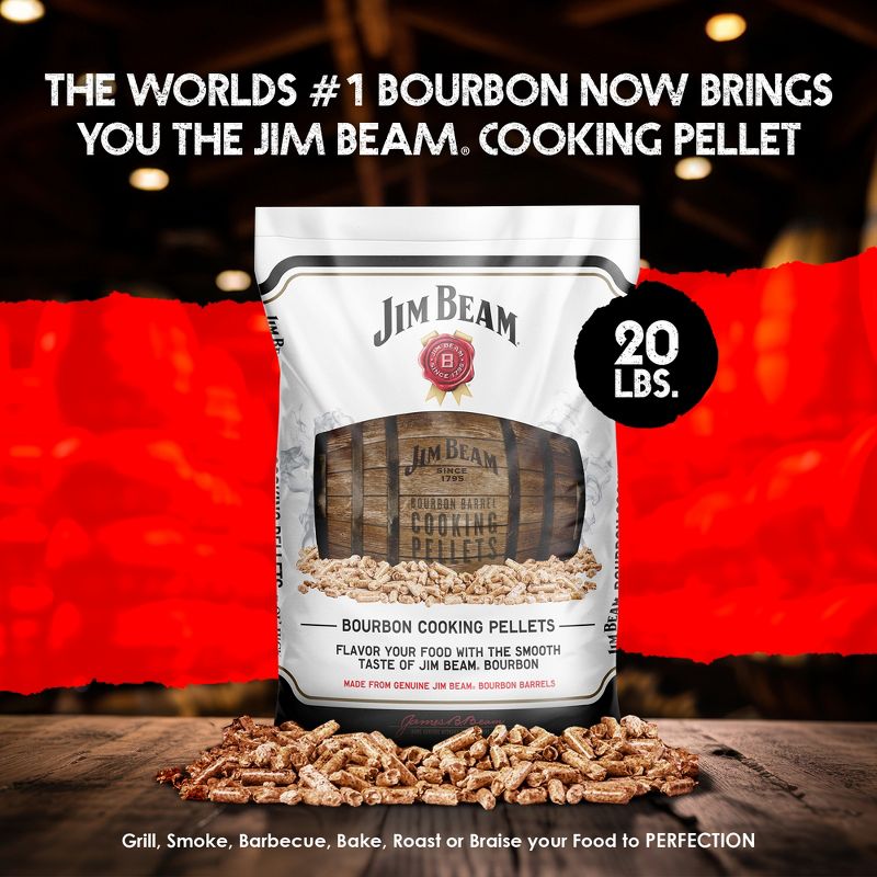 Ol' Hick Cooking Pellets Jim Beam Bourbon Barrel Barbecue Smoker Natural Oak Pellets for Grilling, Smoking, or Braising, 20 Pound Bag, 3 of 7