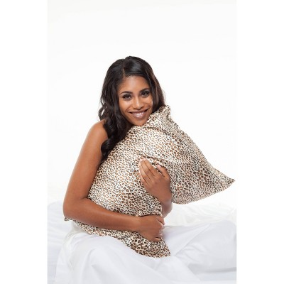 Leopard Print Satin and Cotton Standard Pillowcase
