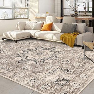 Garvee Washable Living Room Area Rug Vintage Print Non-Slip Runner Vintage Indoor Large Carpet for Bedroom Dining Room Office - 1 of 4