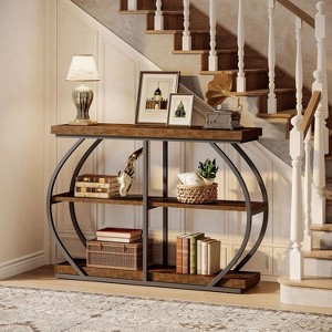 Hommoo 3-Tier Console Table with Storage Shelves Brown - 1 of 4