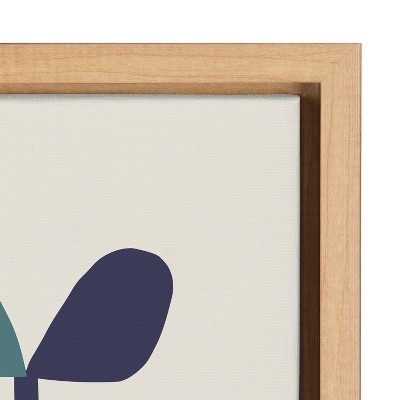 Mid Century Succulents Abstract Canvas Wall Art in Natural Frame